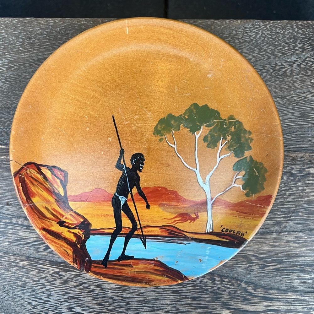 VINTAGE Hand-Painted Decorative 6” Plate with Aboriginal Art